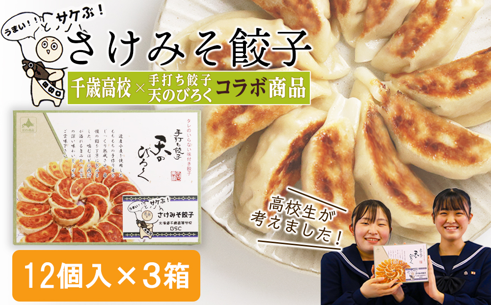 ☆千歳市ふるさと納税☆千歳高校と手打ち餃子天のびろくがコラボ！さけみそ餃子 3箱セット