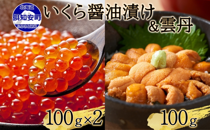 予約受付 北海道産 いくら醤油漬け 100g×2 雲丹 100g セット 小分け