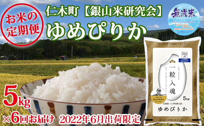 ◆2022年6月より6ヶ月連続お届け◆【ANA機内食に採用】銀山米研究会の無洗米＜ゆめぴりか＞5kg（5kg×1）