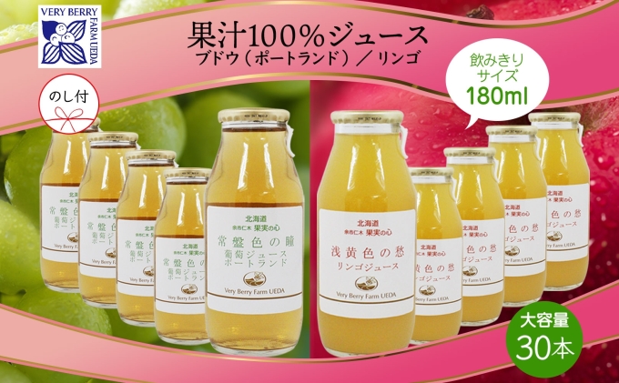 無地熨斗 ポートランド リンゴ ジュース 飲み比べ 180ml 計30本 のし