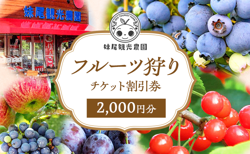 妹尾観光農園 フルーツ狩りチケット2000円 チケット クーポン 利用券 フルーツ 旅行 体験 農園 北海道 仁木町