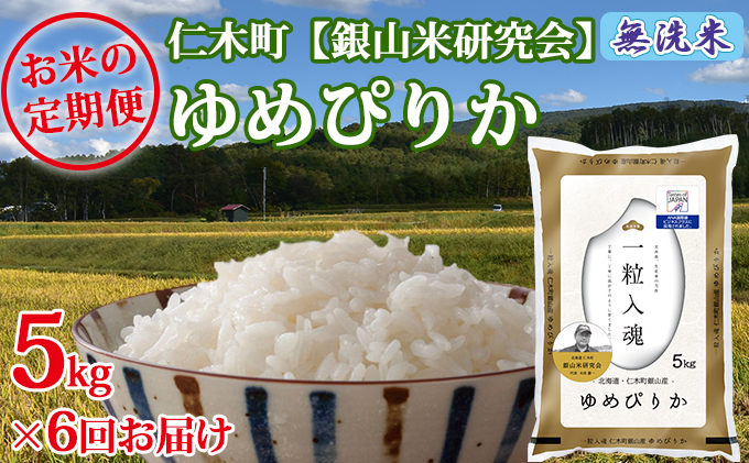6ヶ月連続お届け【ANA機内食に採用】銀山米研究会の無洗米＜ゆめぴりか＞5kg