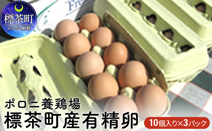 ポロニ養鶏場　標茶町産有精卵10個×3パック