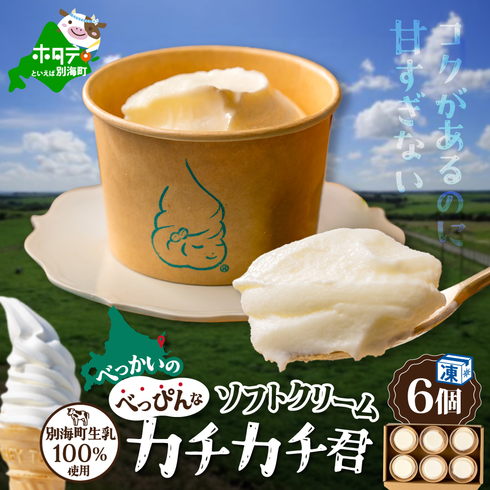 北海道 別海町産 生乳 100% で作った ソフトクリーム カチカチ君 6個 セット【GT0000001】