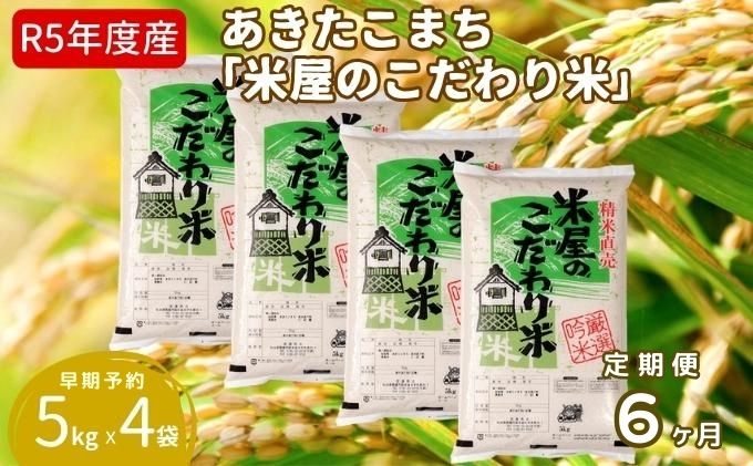 定期便 令和5年産『米屋のこだわり米』あきたこまち 白米 20kg 5kg×4袋