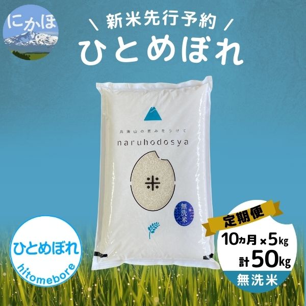 令和5年産新米予約】<10ヵ月定期便>【無洗米】ひとめぼれ5kg×10回