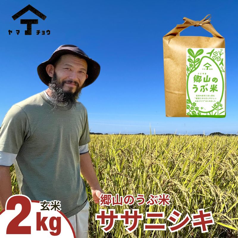 郷山のうぶ米 ササニシキ 玄米 2kg 秋田県産 令和6年産 お米 