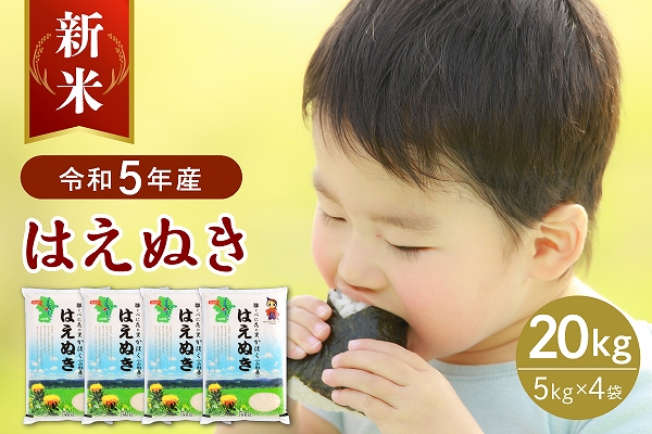 令和5年産米】2023年10月中旬発送 はえぬき20kg（5kg×4袋）山形県産