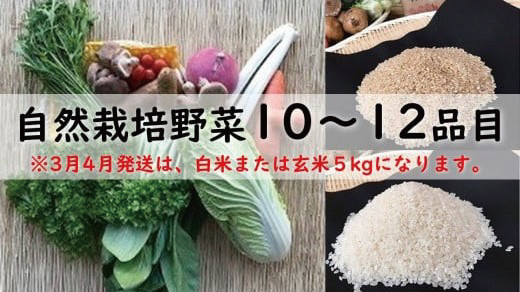BI-8 自然栽培野菜10～12品目（3月4月は白米または玄米5kg）