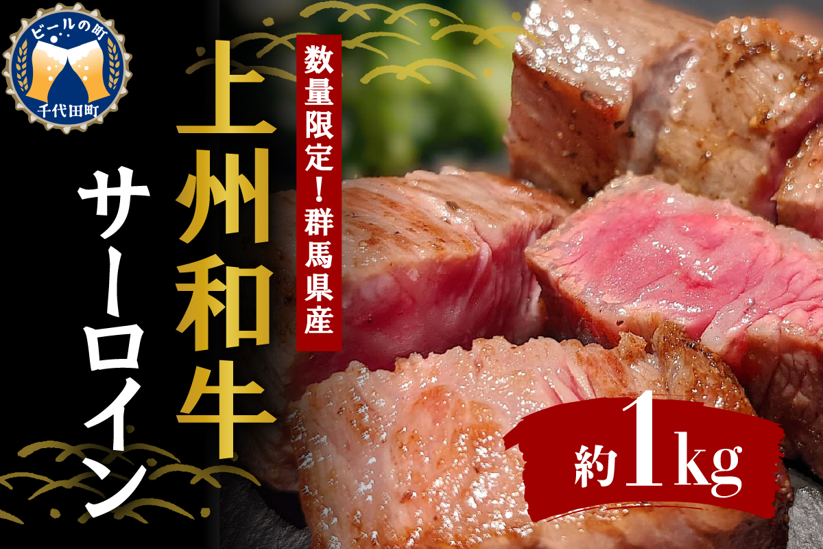 牛肉 サーロイン [上州和牛] ブランド 牛 1kg (250g×4枚) 群馬 県 千代田町