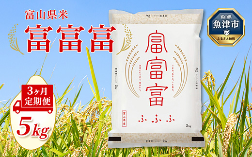 【3ヶ月定期便】富山米「富富富」5kg（白米） ｜ 定期便 お米 こめ コメ 富富富 ふふふ 15kg 米 白米 新米 3回 3ヶ月 ブランド米 雪解け水 香り うまみ あまみ 富山 魚津※2024年10月中旬頃より順次発送予定 ※北海道・沖縄・離島への配送不可