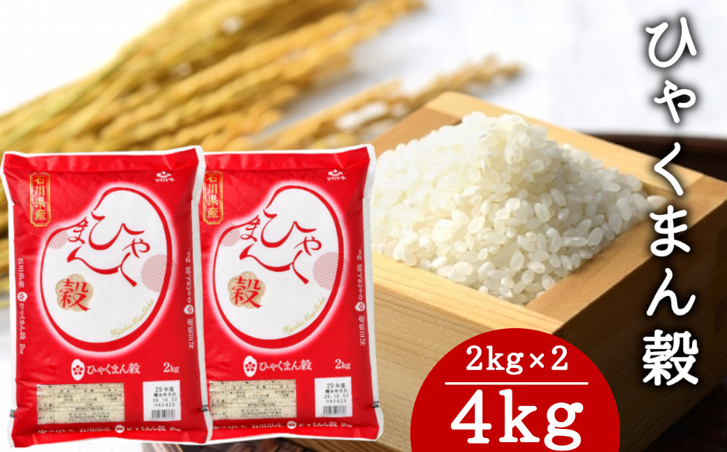 石川県オリジナル米「ひゃくまん穀」2kg×2（精米）｜ふるラボ