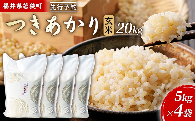 令和6年産福井県若狭町つきあかり（一等米）玄米　20kg（神谷農園） 5kg×4袋