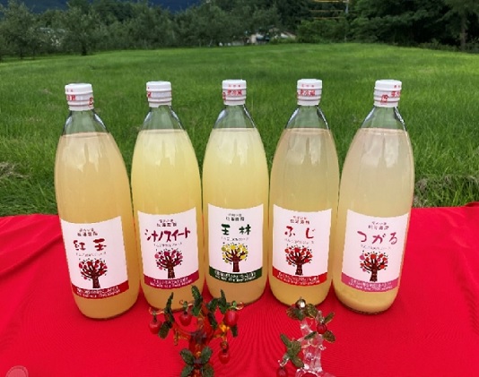林檎を食べるつもりで飲むジュース5本セット(品種おまかせ5種) 飲料類 果汁飲料 りんご リンゴ