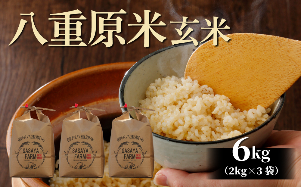 長野県東御市-　12回定期便）八重原米　美味しい　(2kg×3袋)　甘い　玄米　コシヒカリ　6kg　お米