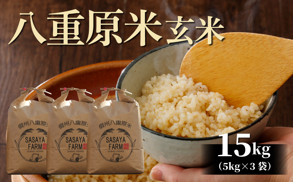 八重原米15kg（5kg×3袋）玄米 お米 コシヒカリ白米 美味しい 甘い