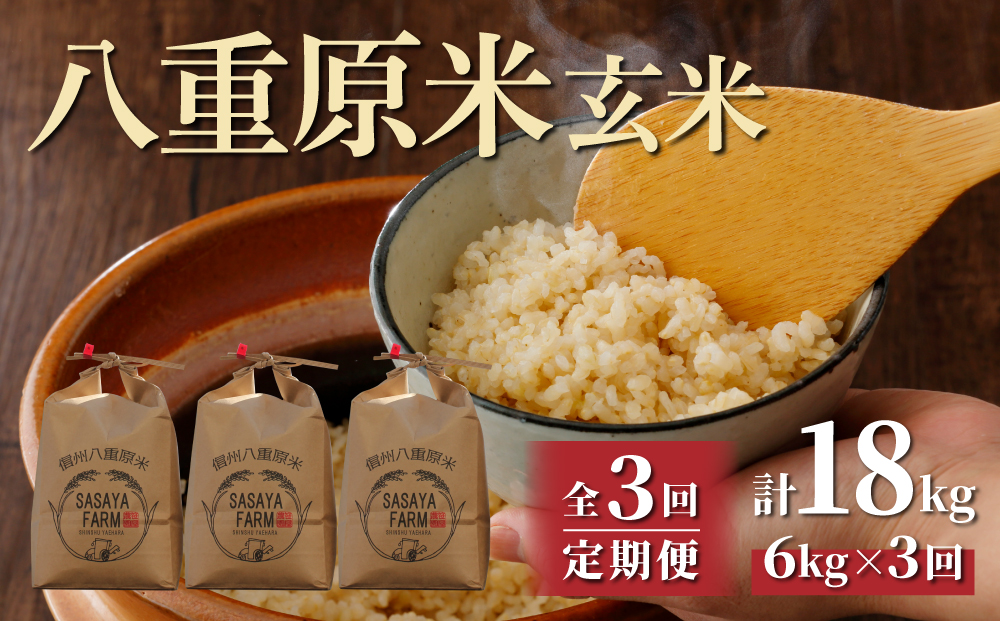 【3回定期便】 八重原米6kg（2kg×3袋）玄米