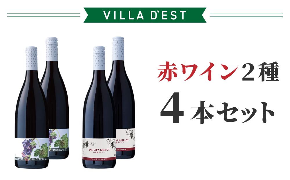 【ヴィラデストワイナリー】赤ワイン2種 4本セット（ピノ・ノワール/メルロー）