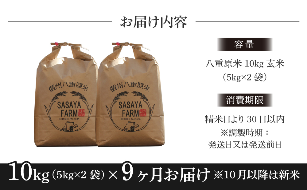 9回定期便】 八重原米10kg（5kg×2袋）玄米｜ふるラボ