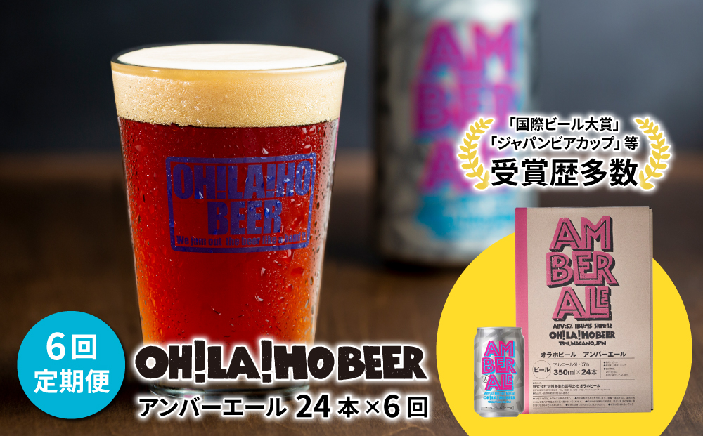 クラフトビール アンバーエール 24本セット 定期便 (6回) オラホビール お酒 おしゃれ 地ビール ギフト 美味しい 国産 長野県東御市