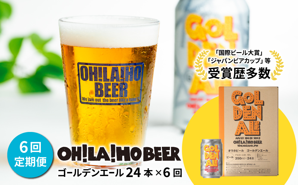 クラフトビール ゴールデンエール 24本セット 定期便 (6回) オラホビール お酒 おしゃれ 地ビール ギフト 美味しい 国産 長野県東御市