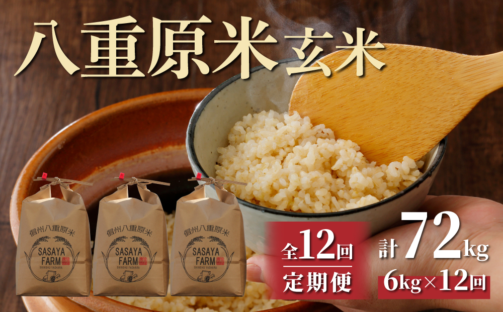 【12回定期便】 八重原米2kg（2kg×3袋）玄米