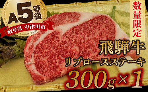 【数量限定！チルド（冷蔵）発送！】「飛騨牛」A5等級リブロース 300g ステーキ 鉄板焼き 網焼き 焼肉 バーベキュー BBQ F4N-1230