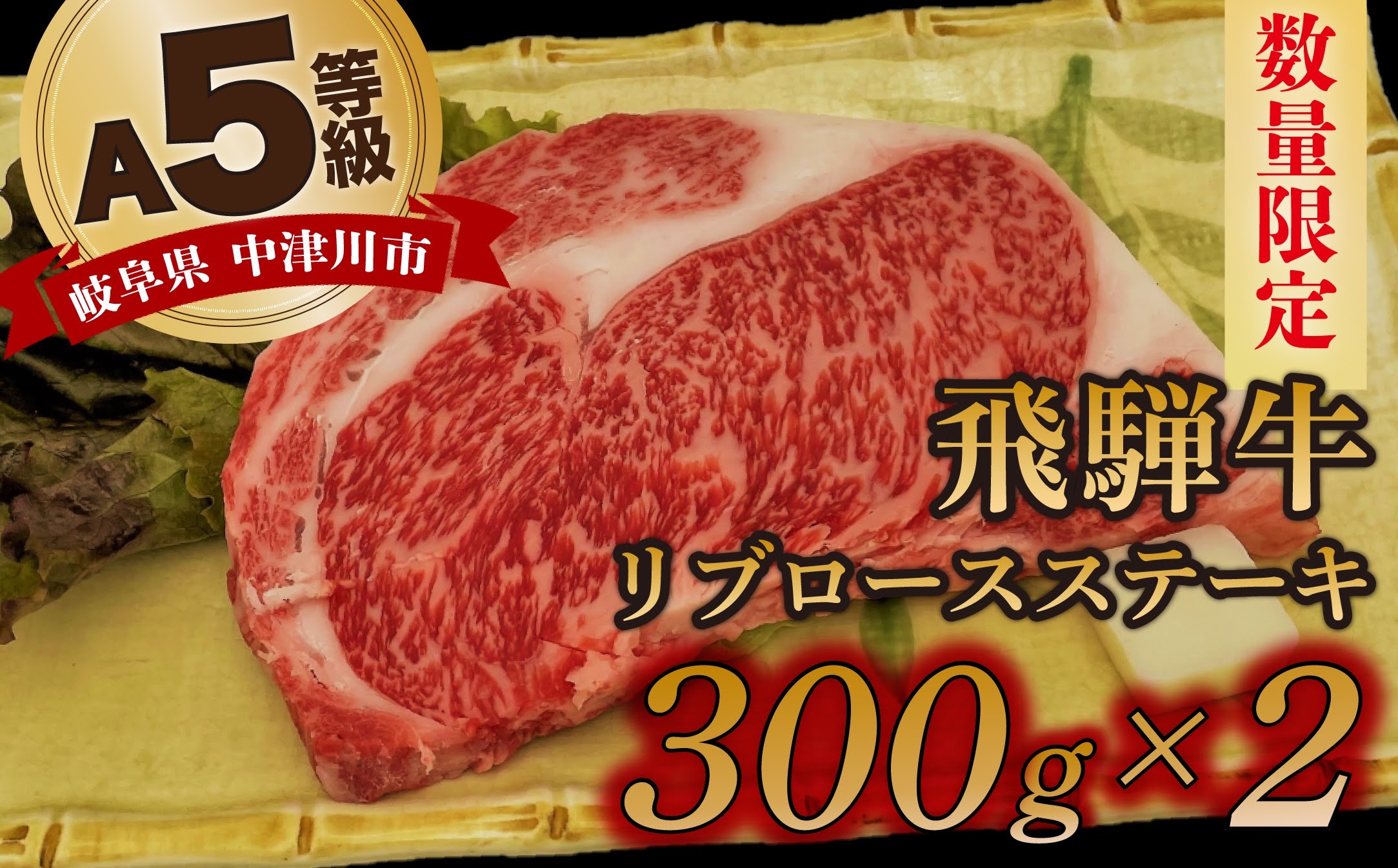 数量限定！チルド（冷蔵）発送！】「飛騨牛」A5等級リブロース 300g×2