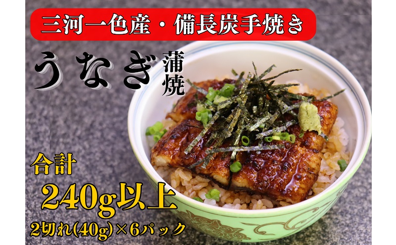 三河一色産 備長炭手焼き 昭和9年創業 魚しげのこだわりのうなぎ 蒲焼 2切れ×6パック