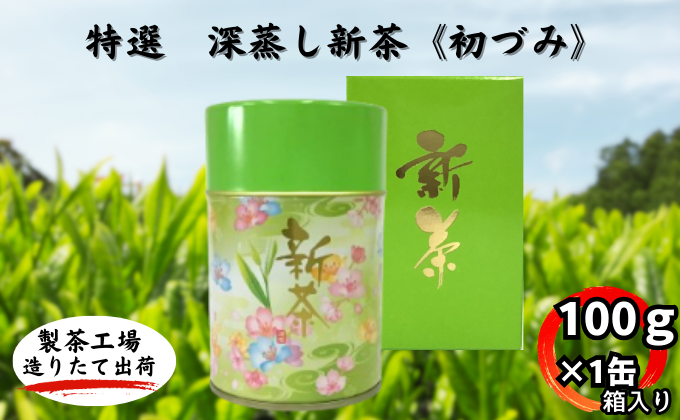 特選　深蒸し新茶《初づみ》箱入（100ｇ×1缶） お茶 緑茶 