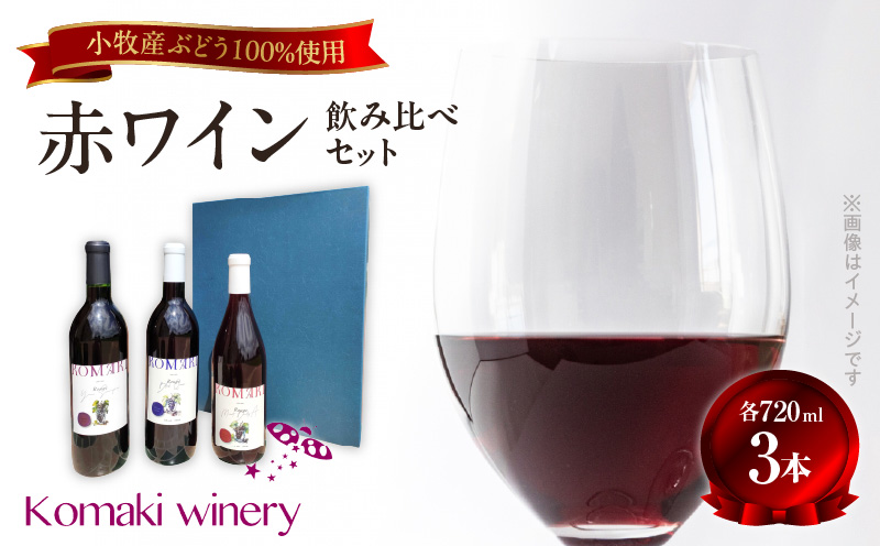 小牧ワイナリー 赤ワイン３本飲み比べセット（小牧産ぶどう100％使用）