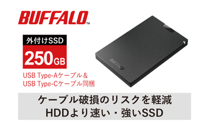 BUFFALO/USB3.2（Gen1）ポータブルSSD TypeA＆C　250GB