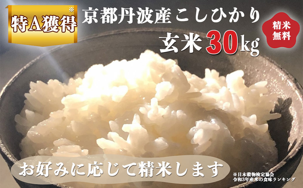 新米 令和5年産 京都 丹波産 こしひかり 玄米 30kg≪5つ星お米マイ