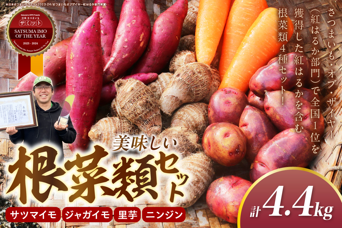 美味しい根菜類セット（サツマイモ・ジャガイモ・里芋・ニンジン）計4.4kg