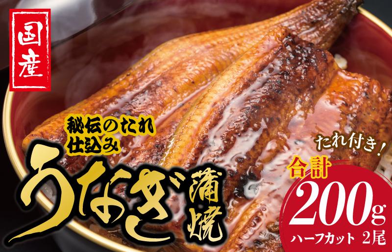 国産うなぎ ハーフカット 合計 200g 秘伝のたれ 蒲焼 訳あり 鰻 ウナギ 無頭 炭火焼き 備長炭 手焼き 099H2639