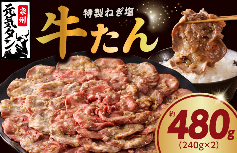 ねぎ塩 牛たん 480g 小分け 240g×2【牛タン 牛肉 焼肉用 薄切り 訳あり サイズ不揃い】 G1174