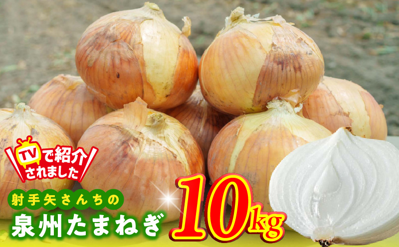 【TVで紹介！】射手矢さんちの泉州たまねぎ 10kg【玉ねぎ タマネギ 玉葱 甘い 野菜 国産 期間限定 オニオン スライス サラダ カレー シチュー バーベキュー BBQ 肉じゃが】 G1498