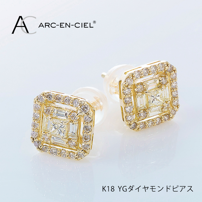 高島屋選定品】ARC-EN-CIEL K18YGダイヤモンドピアス（ダイヤ 合計 0.5 ...