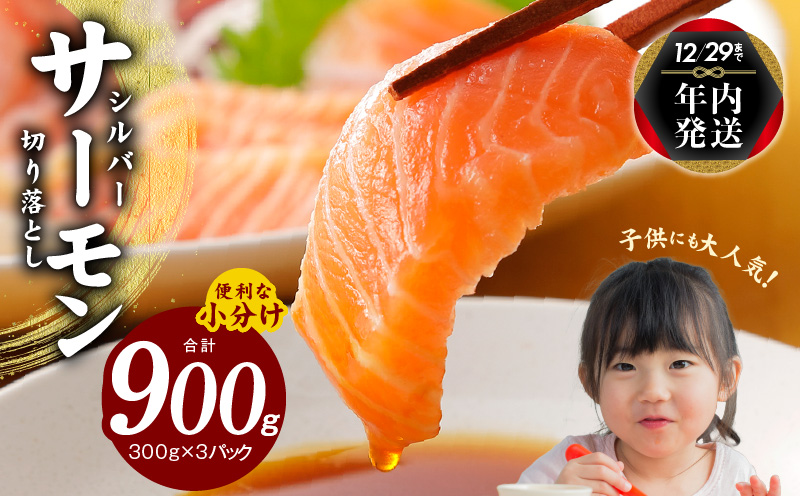 【年内発送】サーモン 切り落とし 900g 小分け 300g×3P【訳あり サイズ不揃い 刺身 海鮮丼 サラダ カルパッチョ 人気 オススメ 小分け 冷凍 簡単調理 一人暮らし 東洋冷蔵】 010B1495y