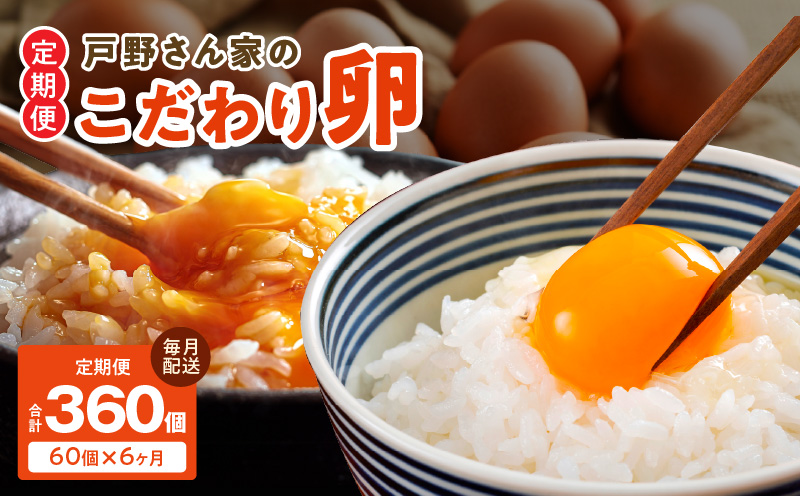 戸野さん家のこだわりタマゴ とのたま 定期便 合計 360個（Mサイズ：60個×全6回）【毎月配送コース】 099Z165