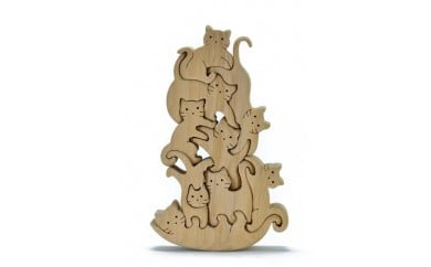【ご自宅用】木工パズル　ネコの組体操３