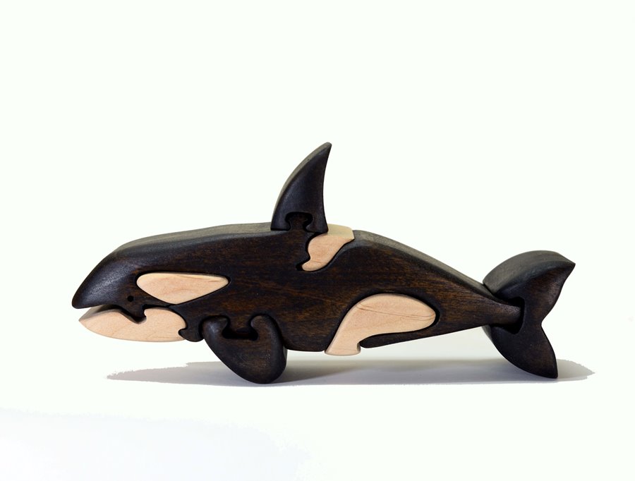 シャチの木製パズル 海の生き物 プレゼント かわいい 玄関 置物 木製