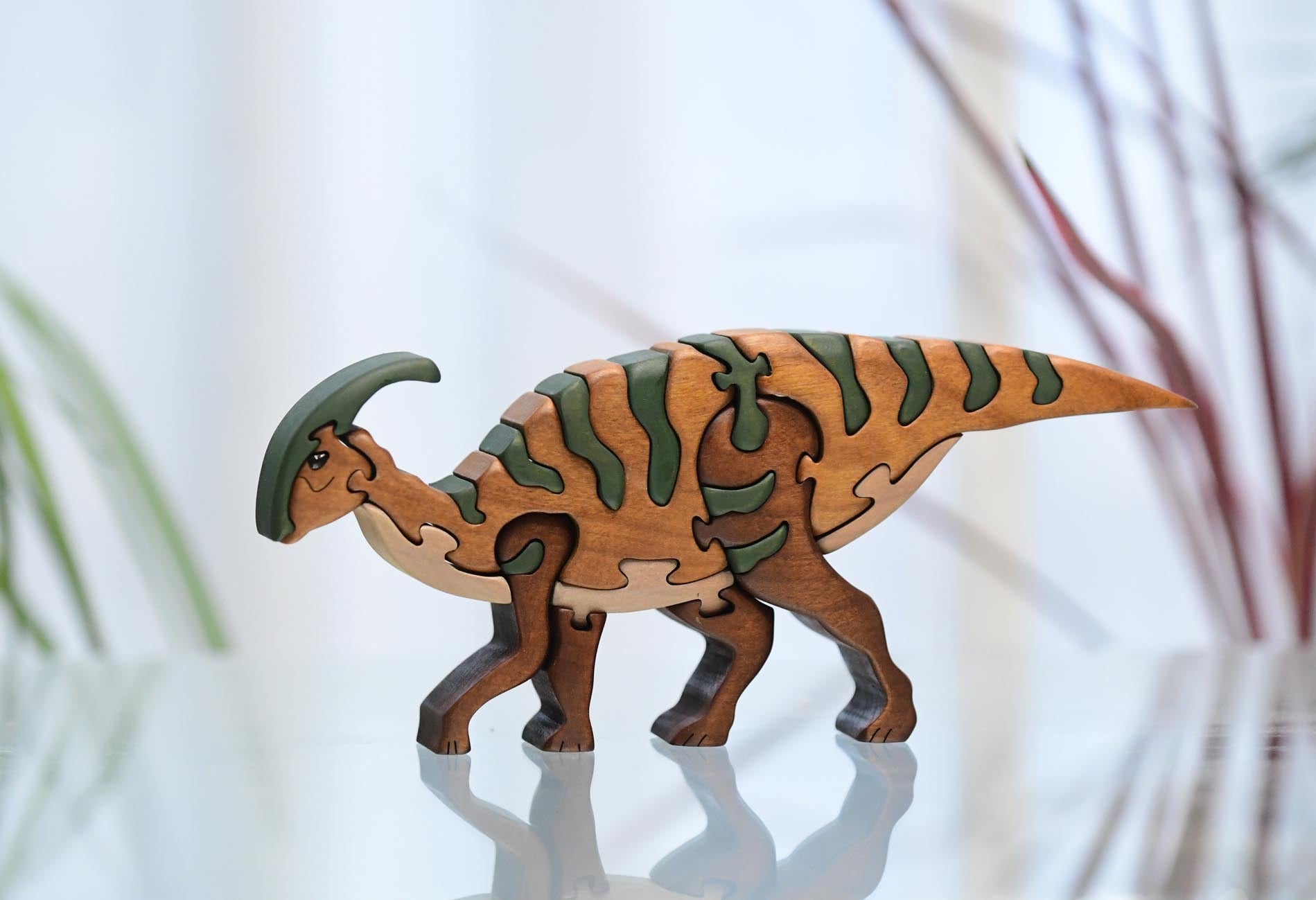 パラサウロロフス　色付き 恐竜 かわいい 置物 プレゼント 知育玩具 卓上 高級 手作り 木のおもちゃ 木育 玩具 雑貨 積み木 人気 送料無料