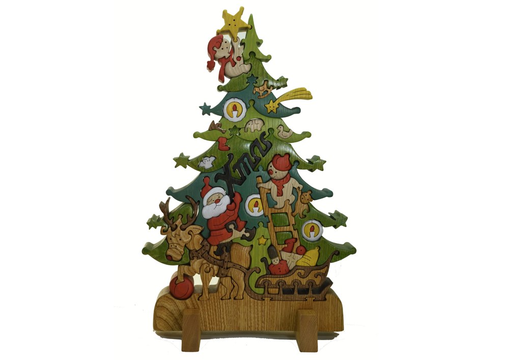 木工パズルクリスマスツリー３（色付き）