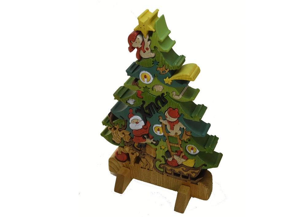 木工パズルクリスマスツリー３（色付き）｜ふるラボ