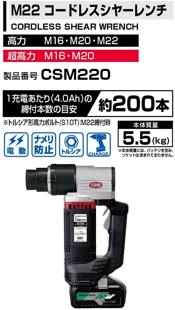 コードレスシヤーレンチ CSM220【原材料不足等のため、お届けまで長