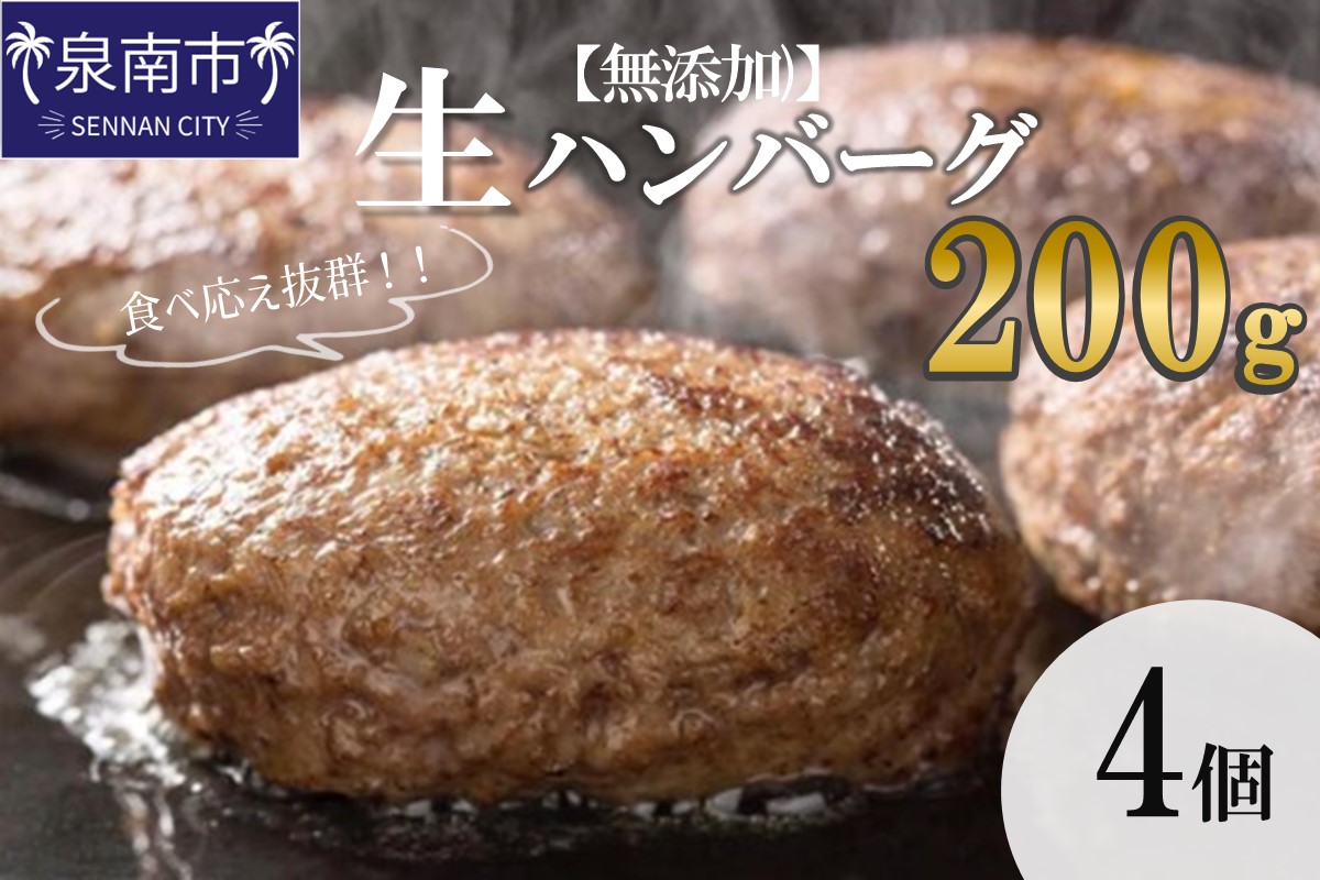 【無添加】食べ応え抜群！ 生ハンバーグ 200g 4個【087D-037】