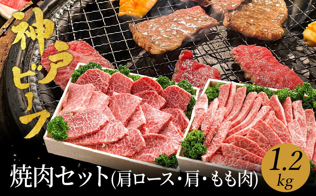 焼肉セット 神戸牛 牛肉 焼肉用 1.2kg【肩ロース 600g+肩・モモ 600g】焼き肉 セット 食べ比べ 牛 肉 霜降り 但馬牛 黒毛和牛 和牛 国産牛 焼肉 やきにく アウトドア キャンプ BBQ 太田牧場 太田牛 神戸ビーフ【但馬牛太田家】