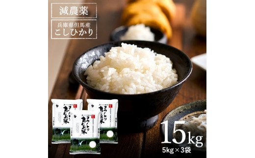 【令和5年産】コウノトリ育むお米減農薬【5kg×3袋】（94-004）