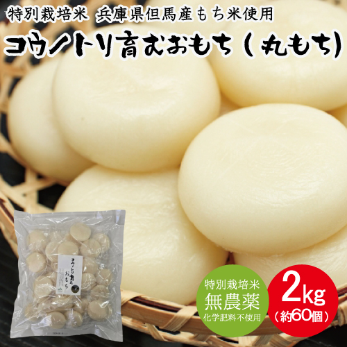 コウノトリ育むおもち 2kg（1kg×2袋 約60個入り）